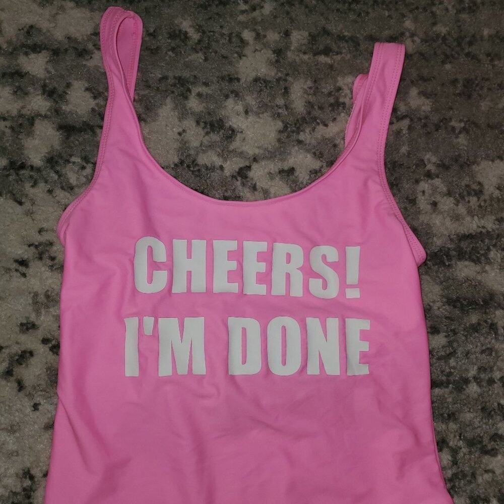 Bubbly Pink Swimsuit || Cheers! I'm Done! || EUC